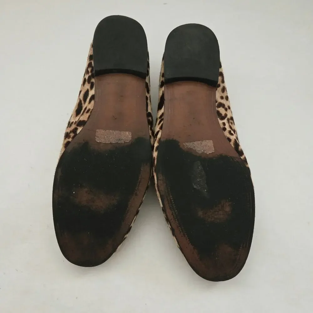 Sam Edelman Lior Leather Calf Hair Leopard Print Bridle Loafers Sz 8.5 Academia - Picture 9 of 11